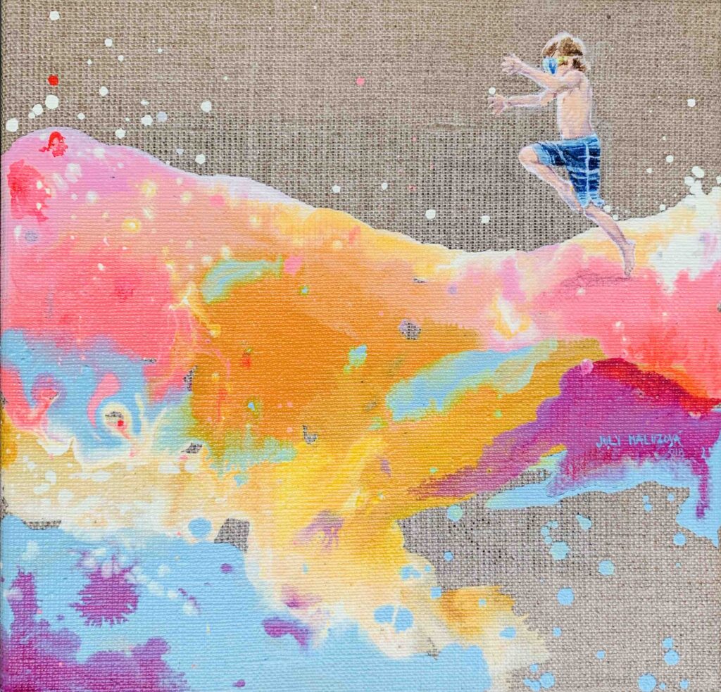 Disaster boy, Akryl na plátne, 20x20 cm, 2018