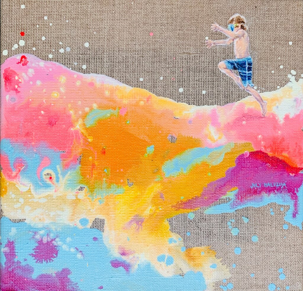 Disaster boy, Akryl na plátne, 20x20 cm, 2018